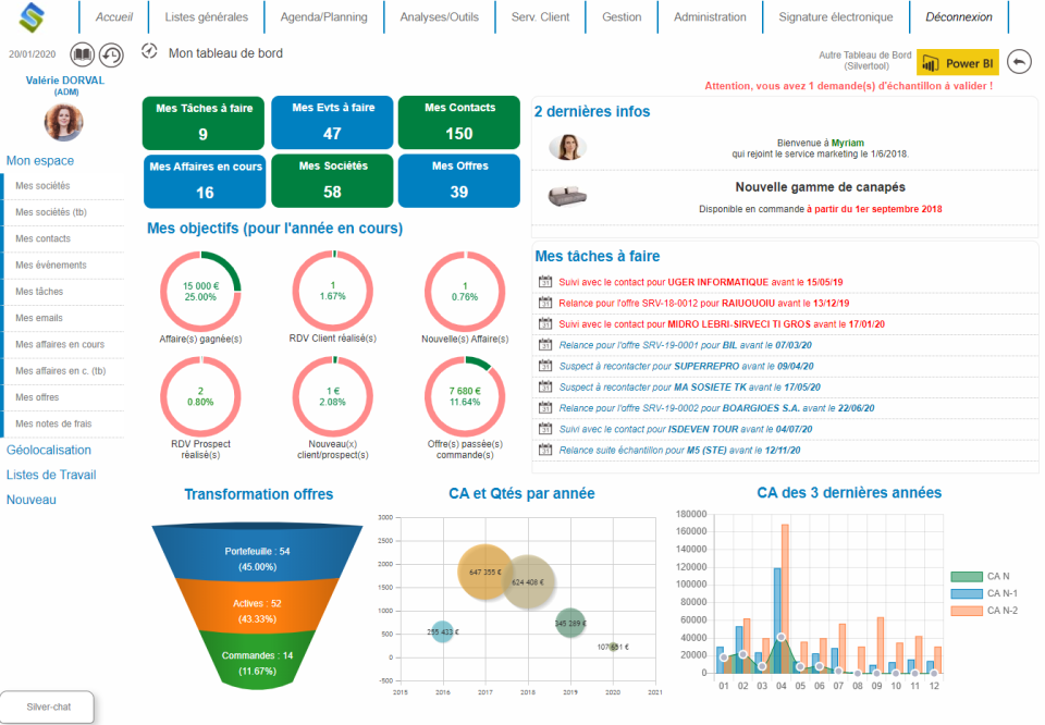 screenshot of Silvertool CRM